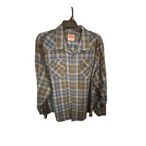 Wrangler Brown Plaid Flannel Button Down Shirt Men's Size 3XL